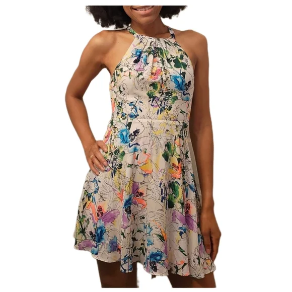 Express Floral Halter Dress - Multicolor - Picture 1 of 7